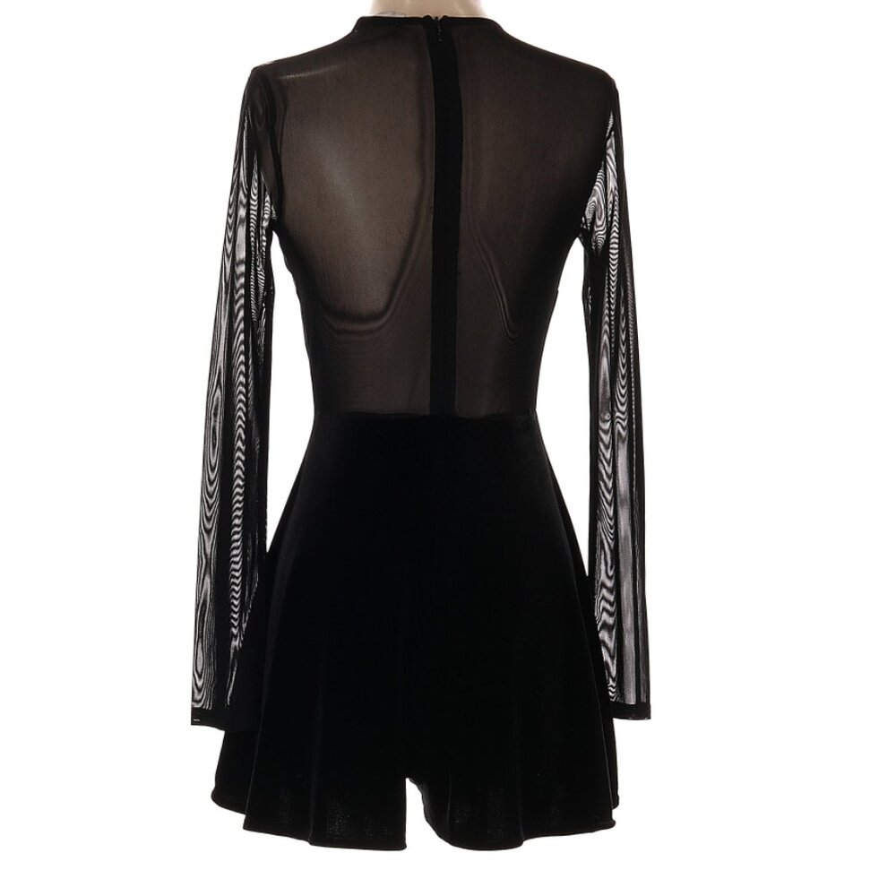 Lush Black Sheer Long Sleeve Romper